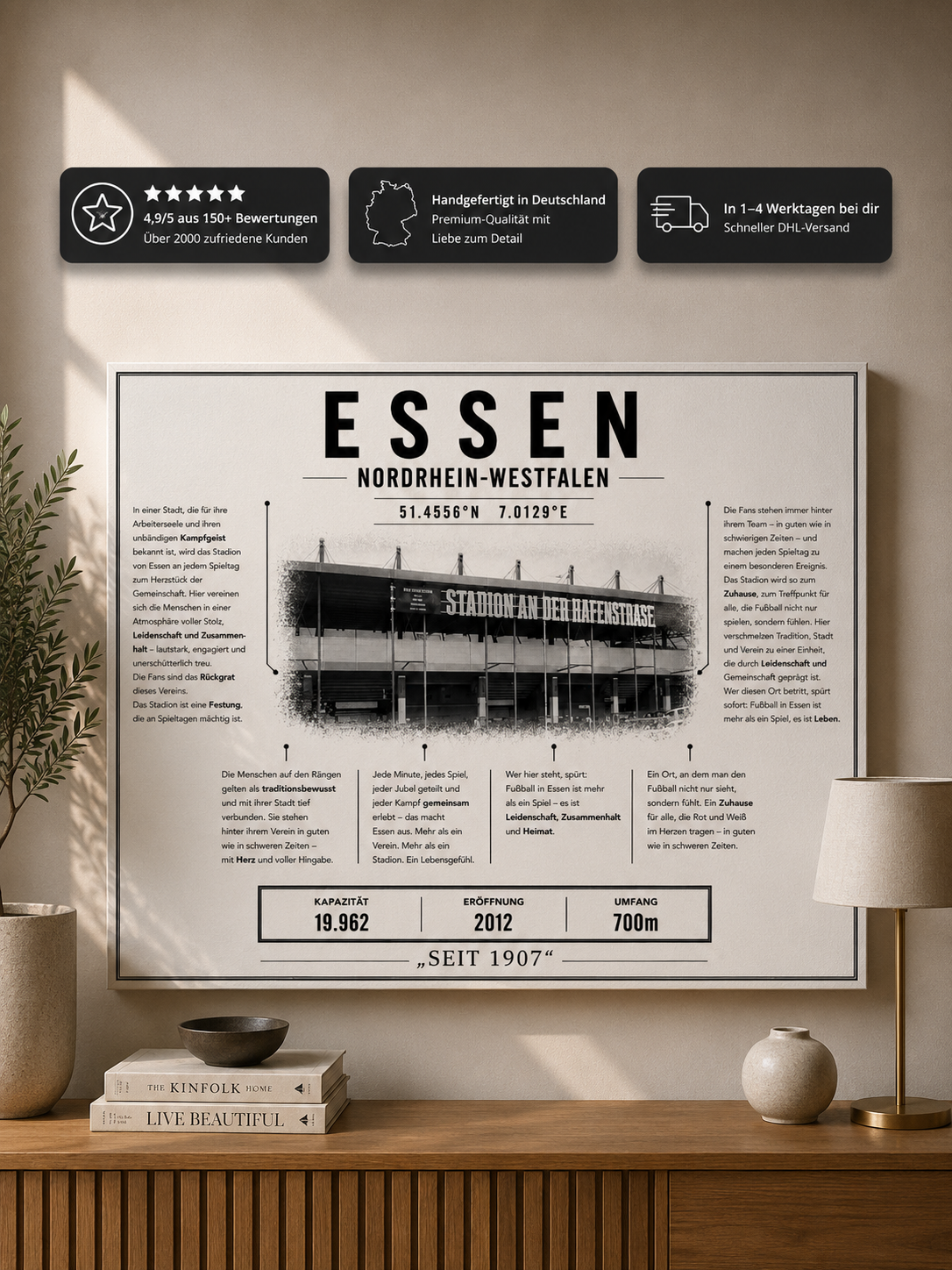 Essen Stadion Leinwand – Detailansicht 1