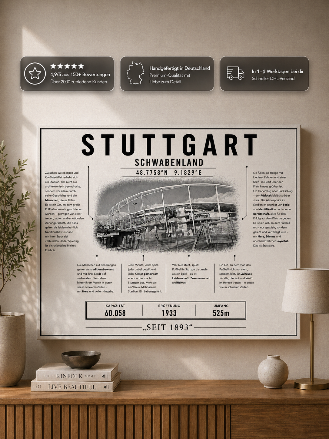 Stuttgart Stadion Leinwand