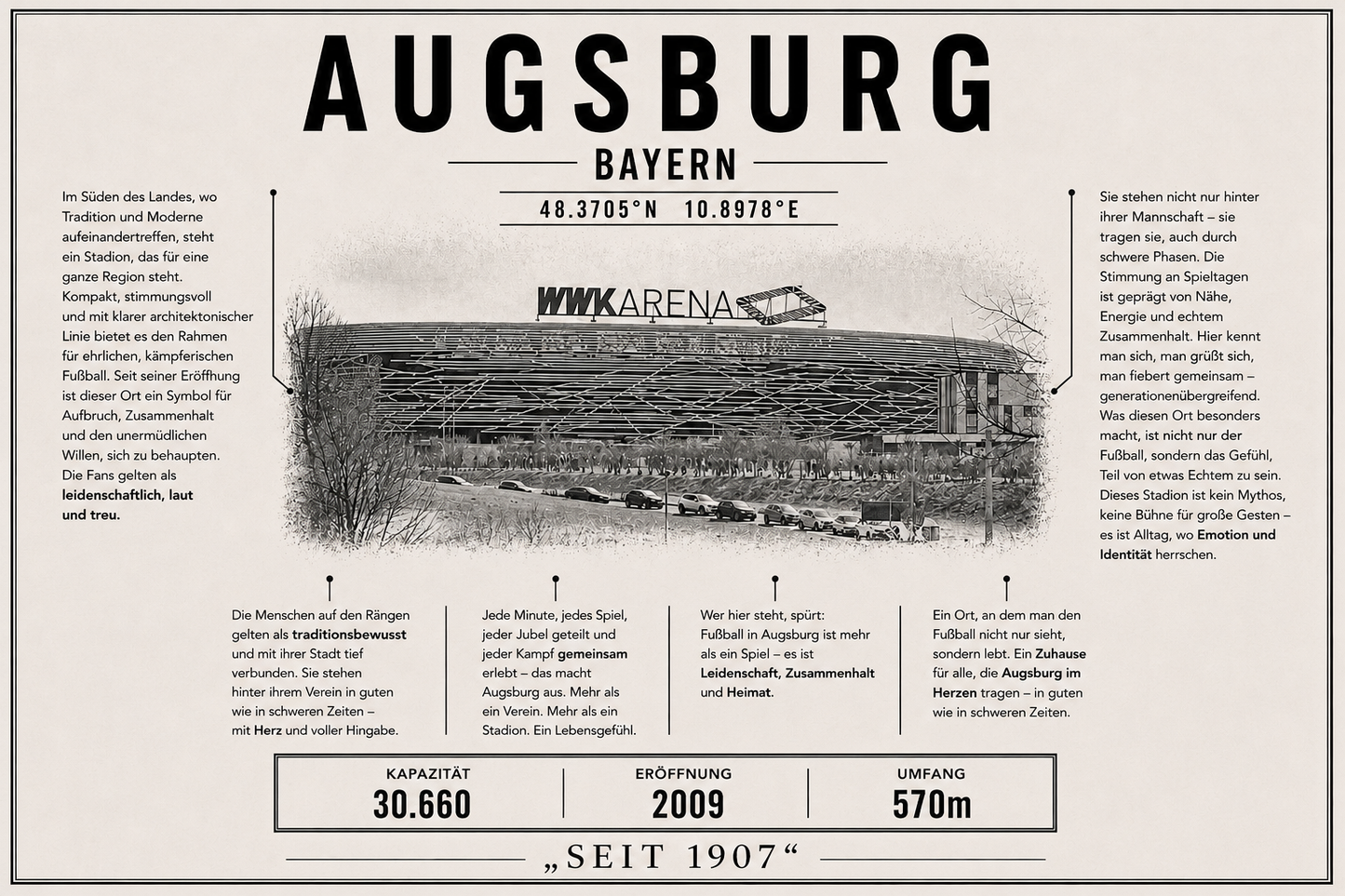 Augsburg Stadion Leinwand
