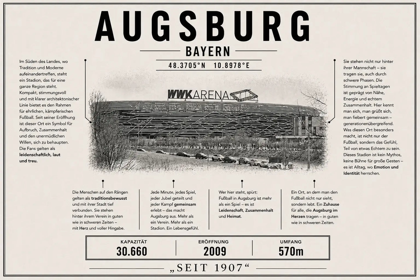 Augsburg Stadion Leinwand