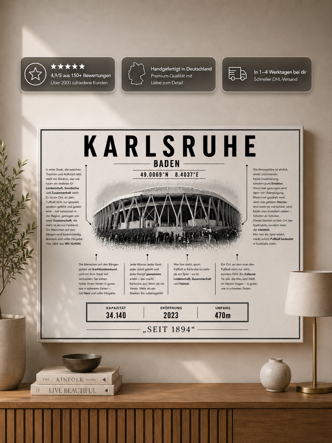 Karlsruhe Stadion Leinwand – Detailansicht 1