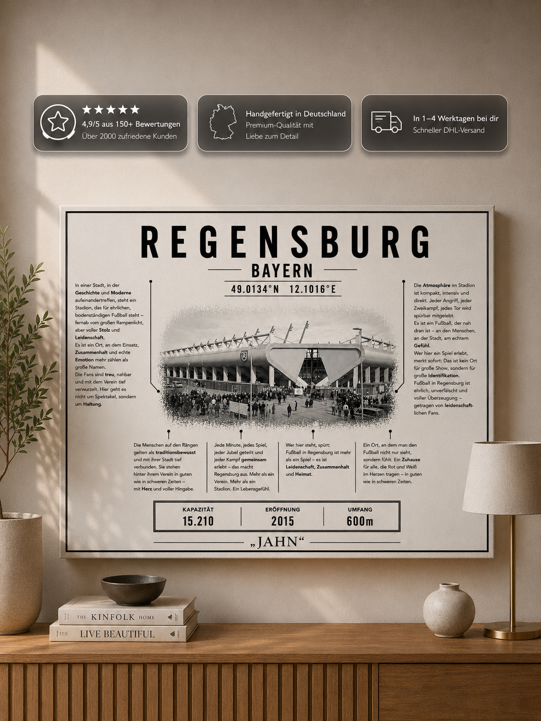 Regensburg Stadion Leinwand – Detailansicht 1